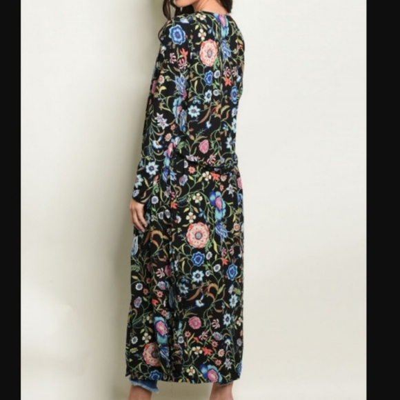 Sally Multi Color Floral Maxi Kimono Made In USA - Picture 6 of 7